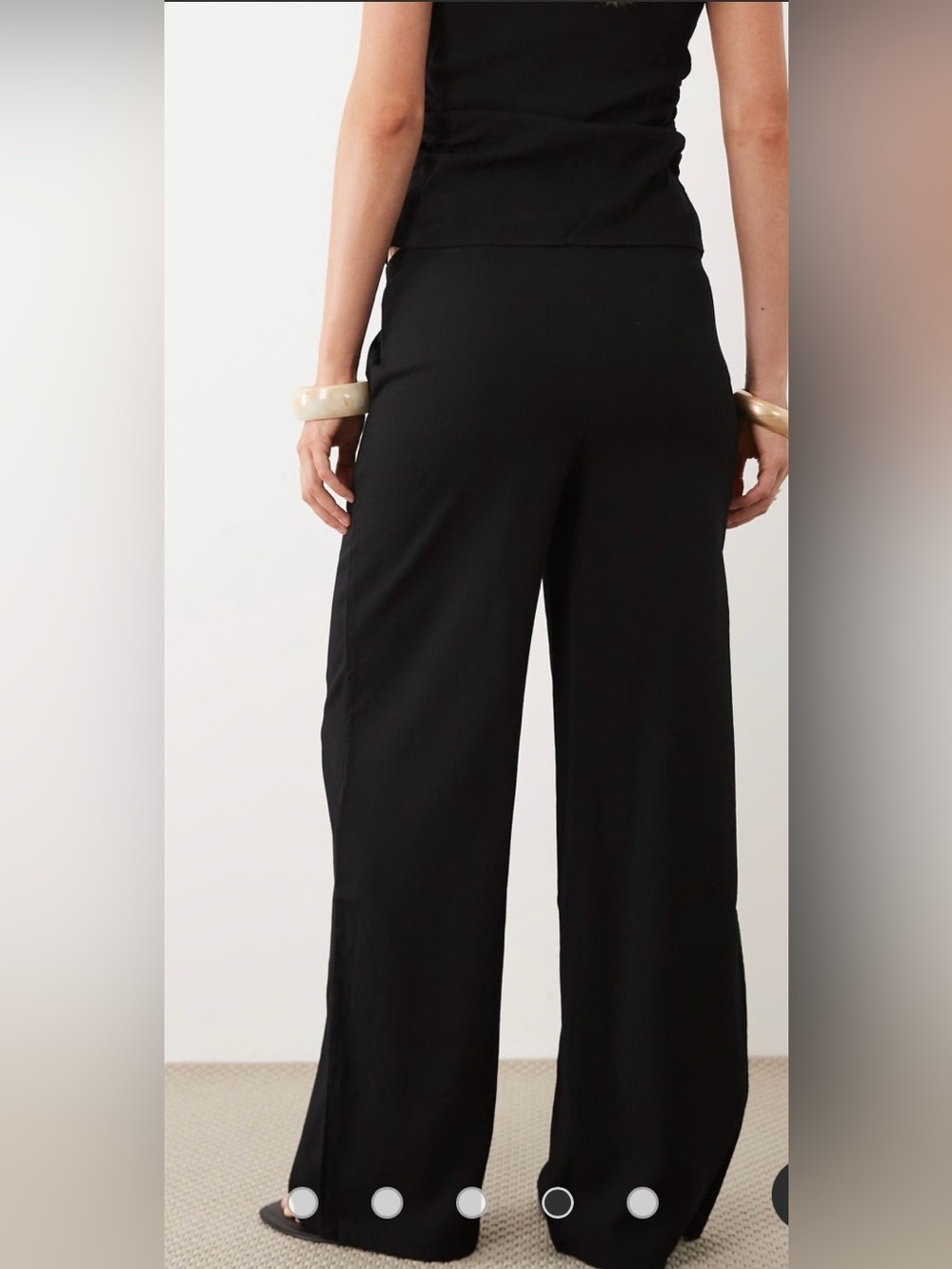 Mango Black Wide-Leg Drawstring Pants - Picture 4 of 9